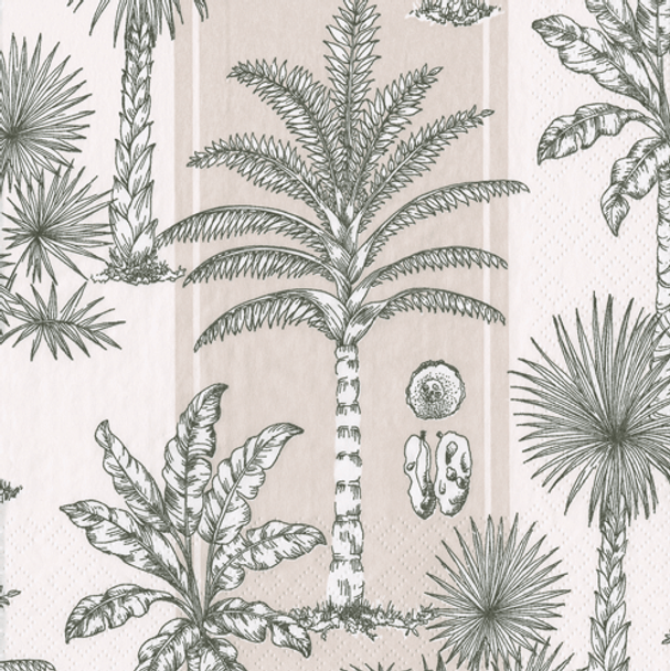 Southern Palms Flax/White 25cm Tissue Napkin 20pk