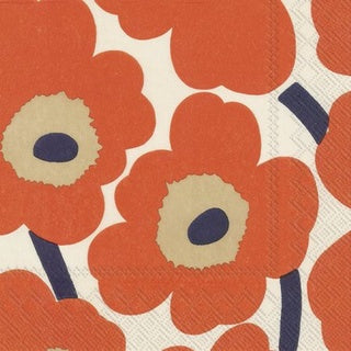 Marimekko Unikko Cream Orange25cm Tissue Napkin 20pk