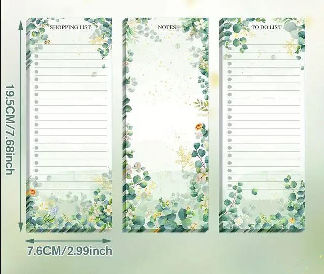 Magnetic Note Pad x 1. Assorted Styles Eucalyptus