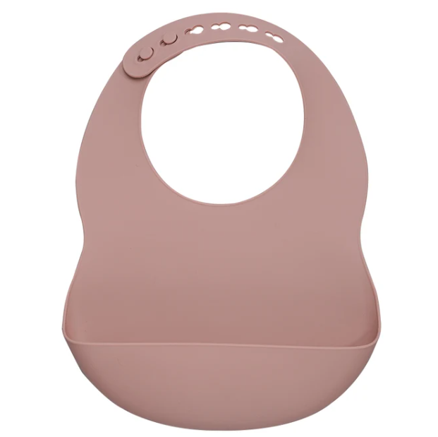 Bib - Silicone Pouch - Powder Rose