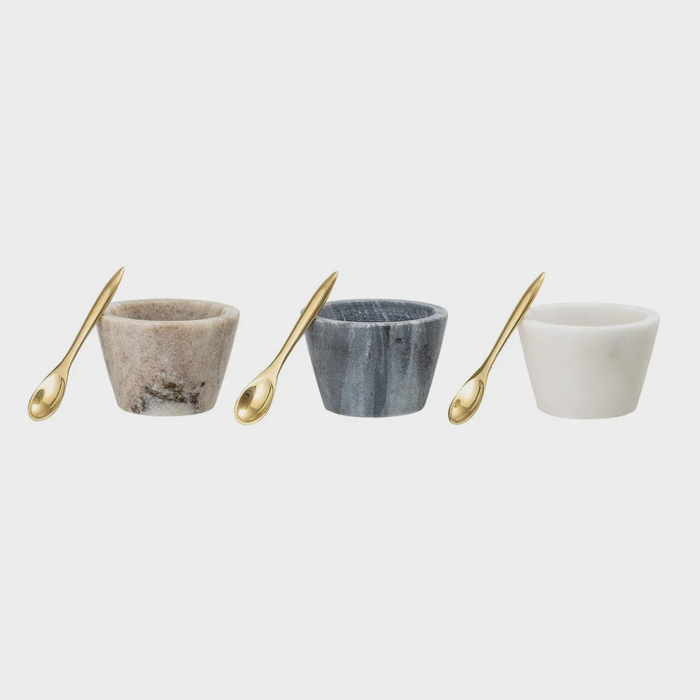 Marble Salt Jar With Spoon Charcoal