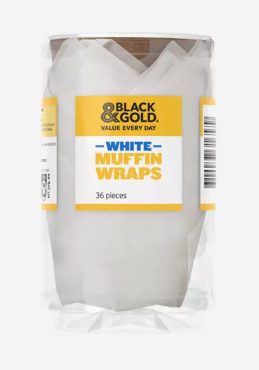 Black & gold white muffin wraps 36pc