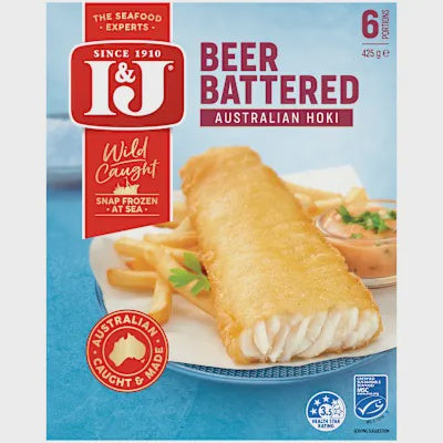 I & J Beer Battered Fish Fillets 425g