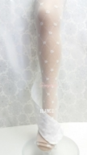 Stockings - Girls Sheer Flower White FLEUR - Size 6B (13-14Y)