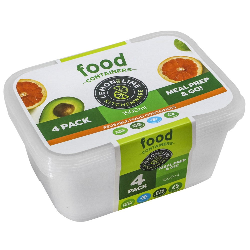 Lemon & Lime Disposable Food Containers10 Pk Rectangle 1500ml