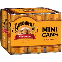 Bundaberg Ginger Beer Mini Can 200ml 6pk