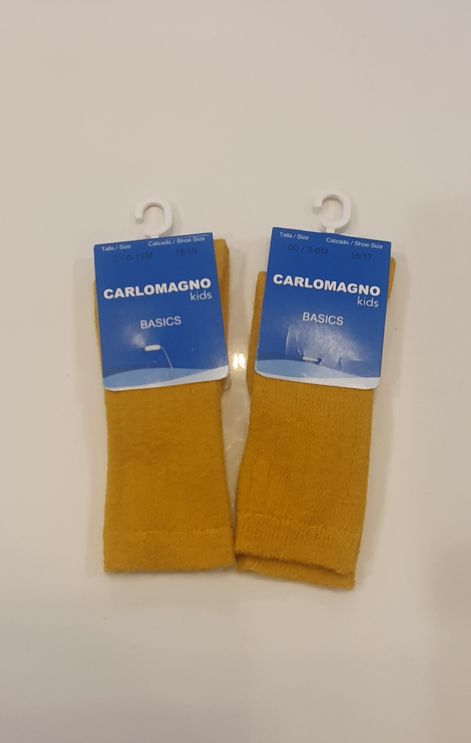 Socks Carlomagno 129/1 Ribbed Knee High Sock Mustard Size 0