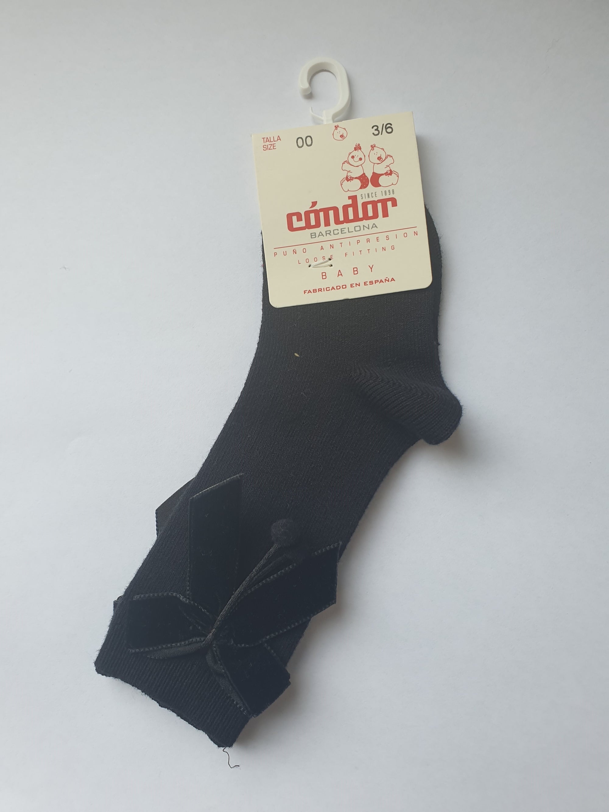 Socks Condor Velvet Bow Knee High Socks Black