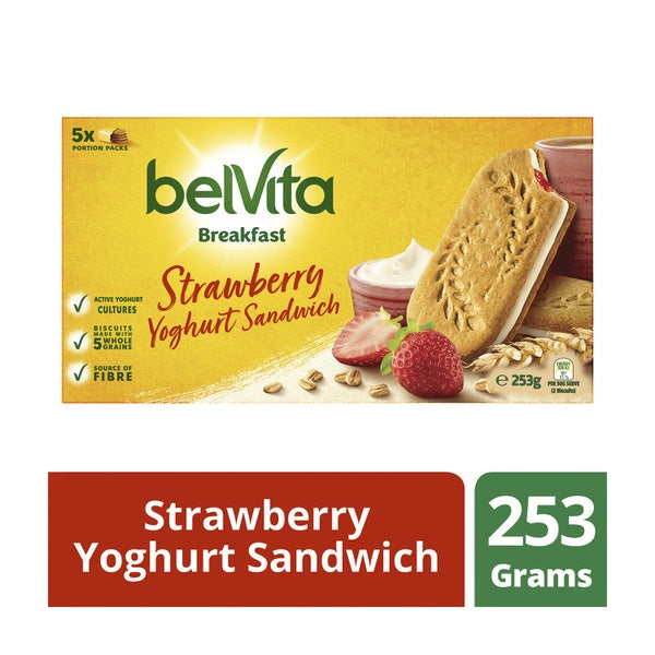 Belvita Strawberry Yoghurt Breakfast Biscuits 5pk 253g