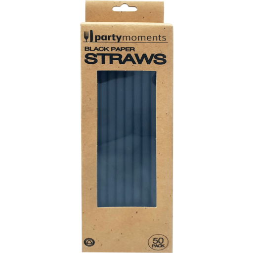 Party Moments Paper Straws Black 50pk