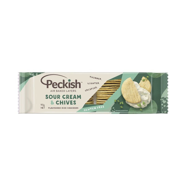 Peckish Thins Rice Crackers Sour Cream & Chives 90g