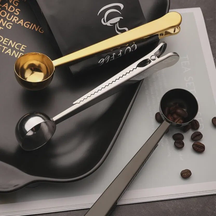 Coffee Clip With Scoop - Silver