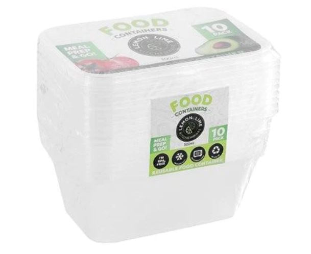 Lemon & Lime Disposable Food Containers Rectangle 300ml 10pk