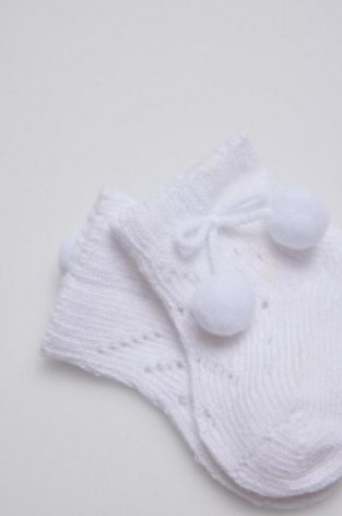 Socks - RP62688 Ankle PomPom White NB