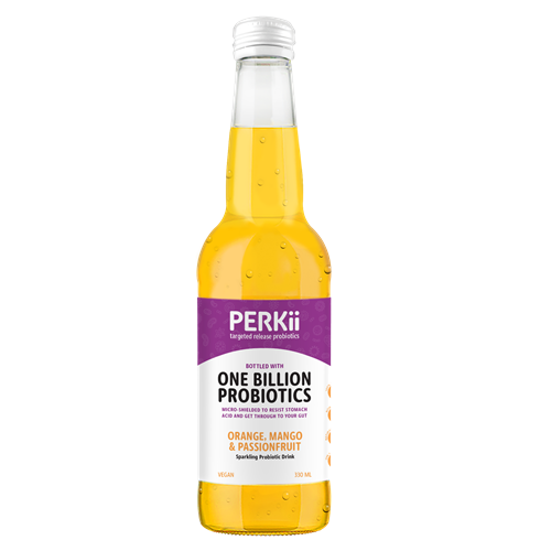 Perkii Orange, Mango & Passionfruit Sparkling Probiotic 350ml Drink