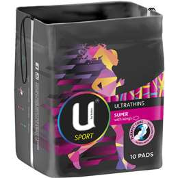 U By Kotex Ultra-Thin Sport Super Wings 10pk