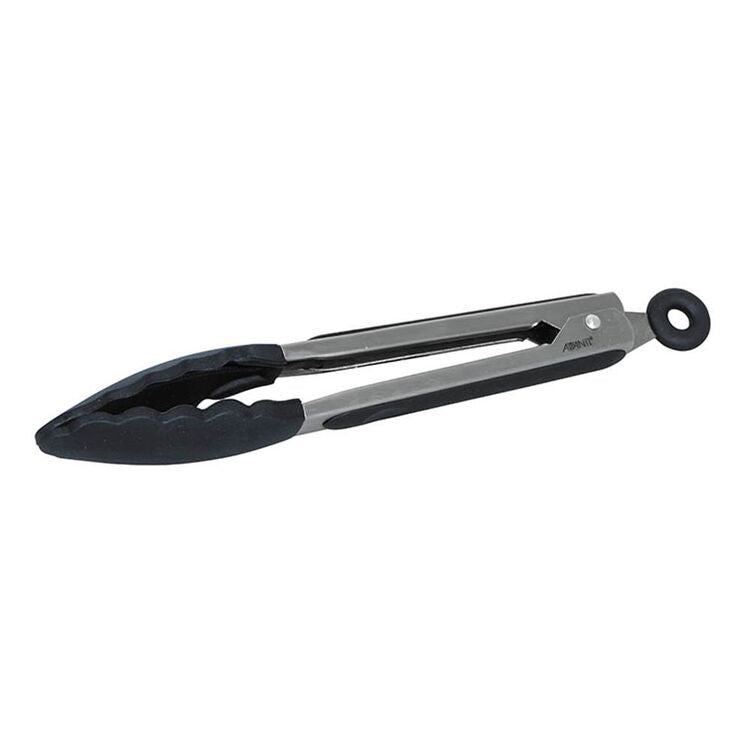 Avanti Silicone & Stainless Steel Tongs Black 23cm