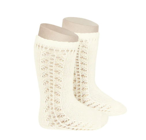 Socks - Condor 2592/2 Crochet Knee High Socks Size 000 Cream