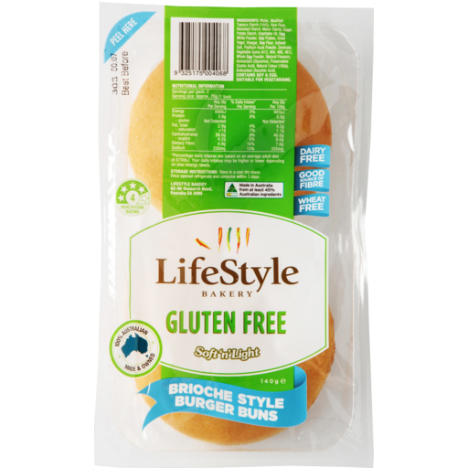 LifeStyle Gluten Free Brioche Burger Buns 2pk