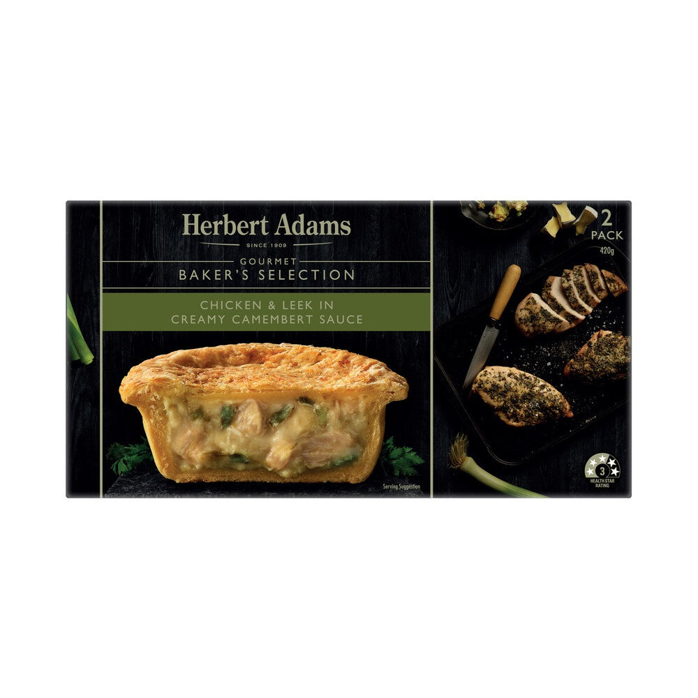 Herbert Adams Chicken & Leek Pie 2pk