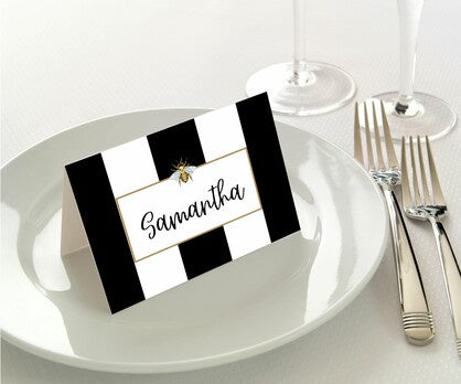 Manor Road Place Cards 45pk - Striped Bee