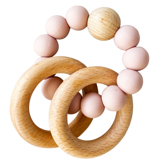 Alimrose Beechwood Teether Ring Set - Petal
