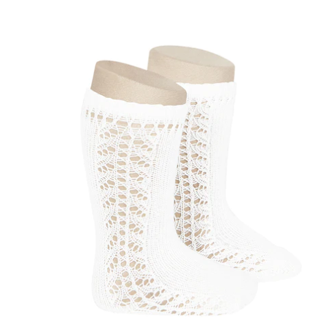 Socks - Condor 2592/2 Crochet Knee High Socks Size 00 White